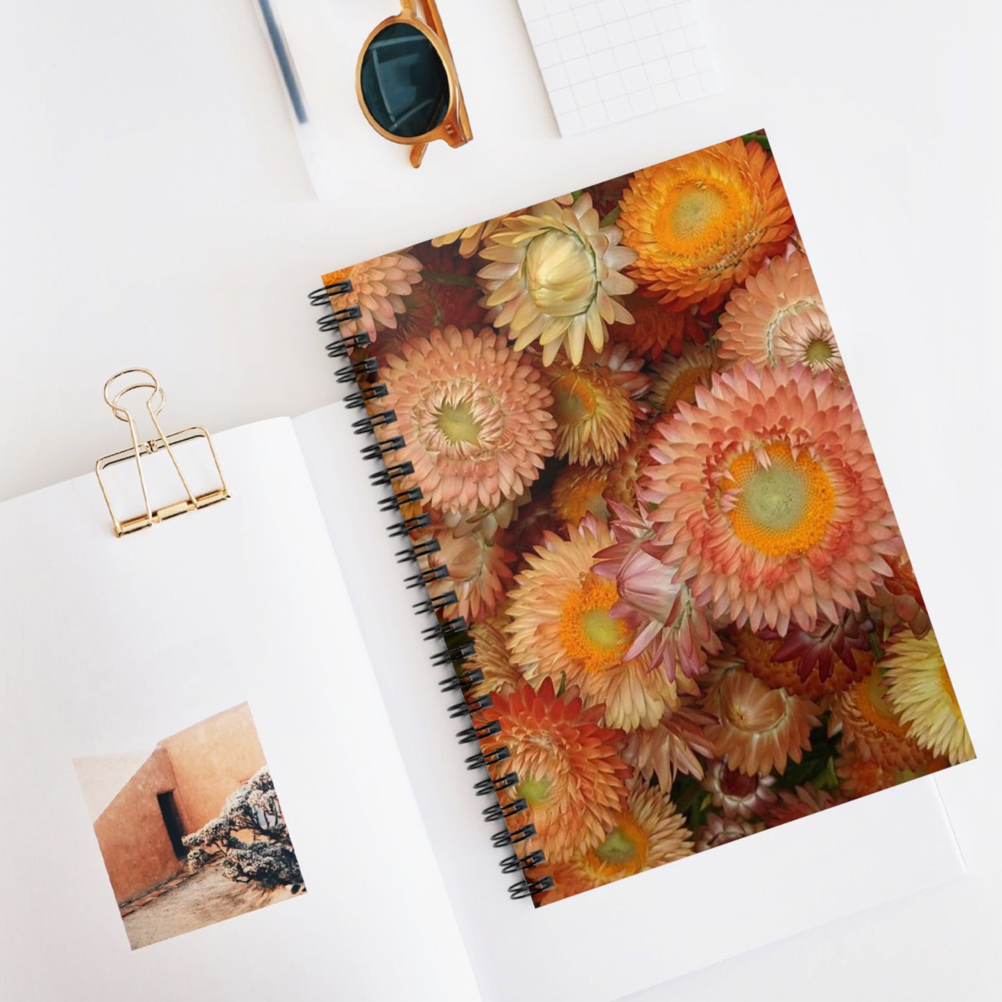 Spiral Notebook - Ruled Line - Strawflowers