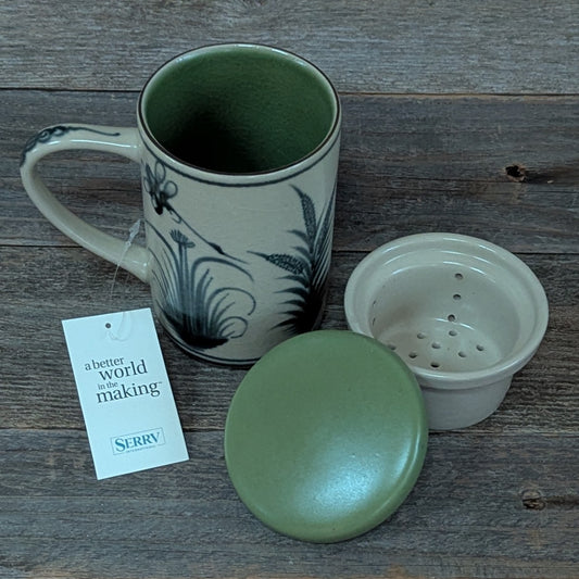 Fair-Trade Dragonfly Ceramic Tea-Infuser Mug