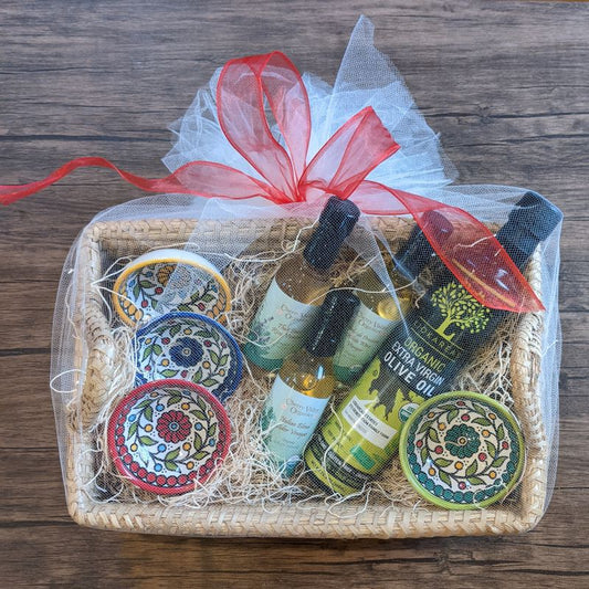 Herb-Infused Vinegar & Olive Oil Gourmet Gift Basket - Cherry Valley Organics