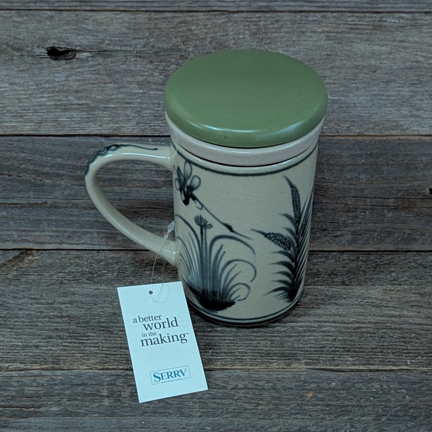 Fair-Trade Dragonfly Ceramic Tea-Infuser Mug