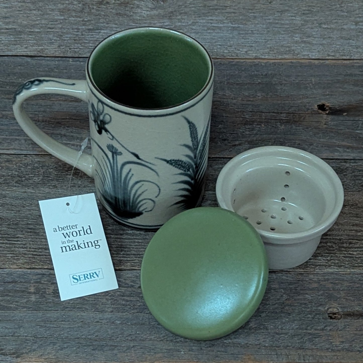 Fair-Trade Dragonfly Ceramic Tea-Infuser Mug