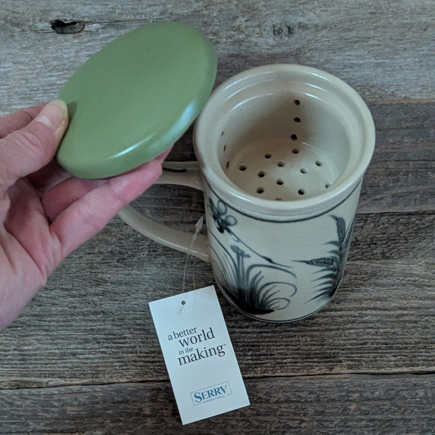 Fair-Trade Dragonfly Ceramic Tea-Infuser Mug