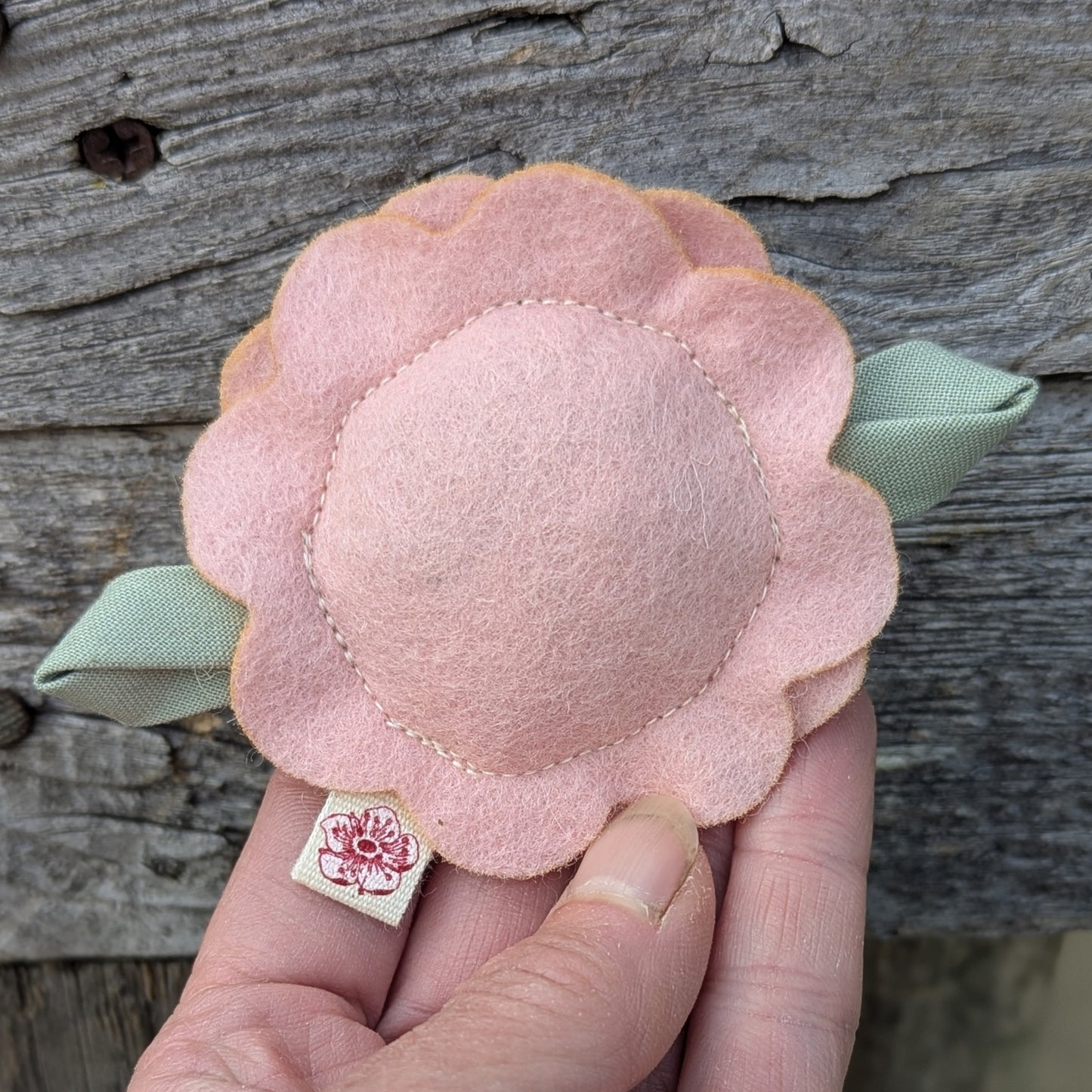 Pink Flower Wool Felt Cat Toy with Organic Catnip