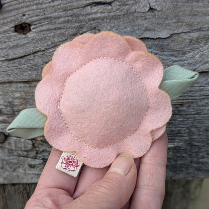 Pink Flower Wool Felt Cat Toy with Organic Catnip