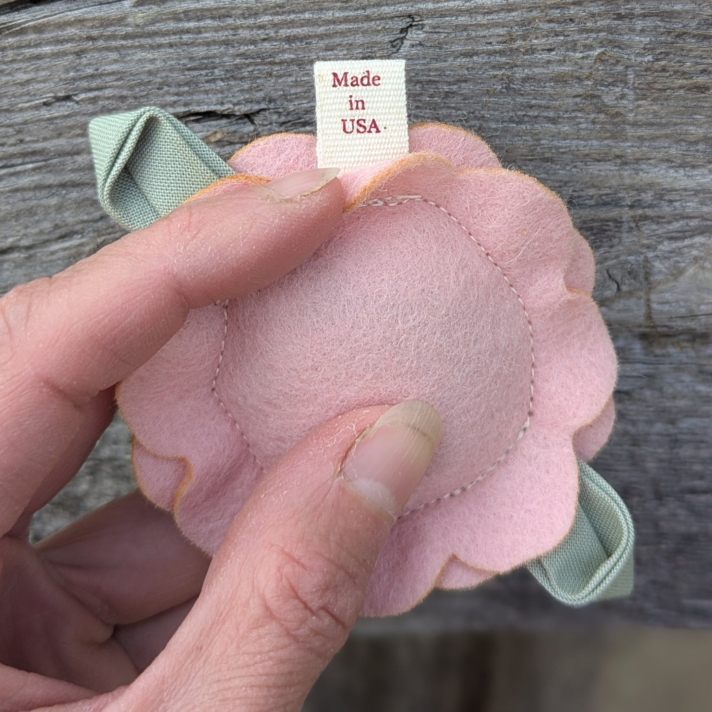 Pink Flower Wool Felt Cat Toy with Organic Catnip