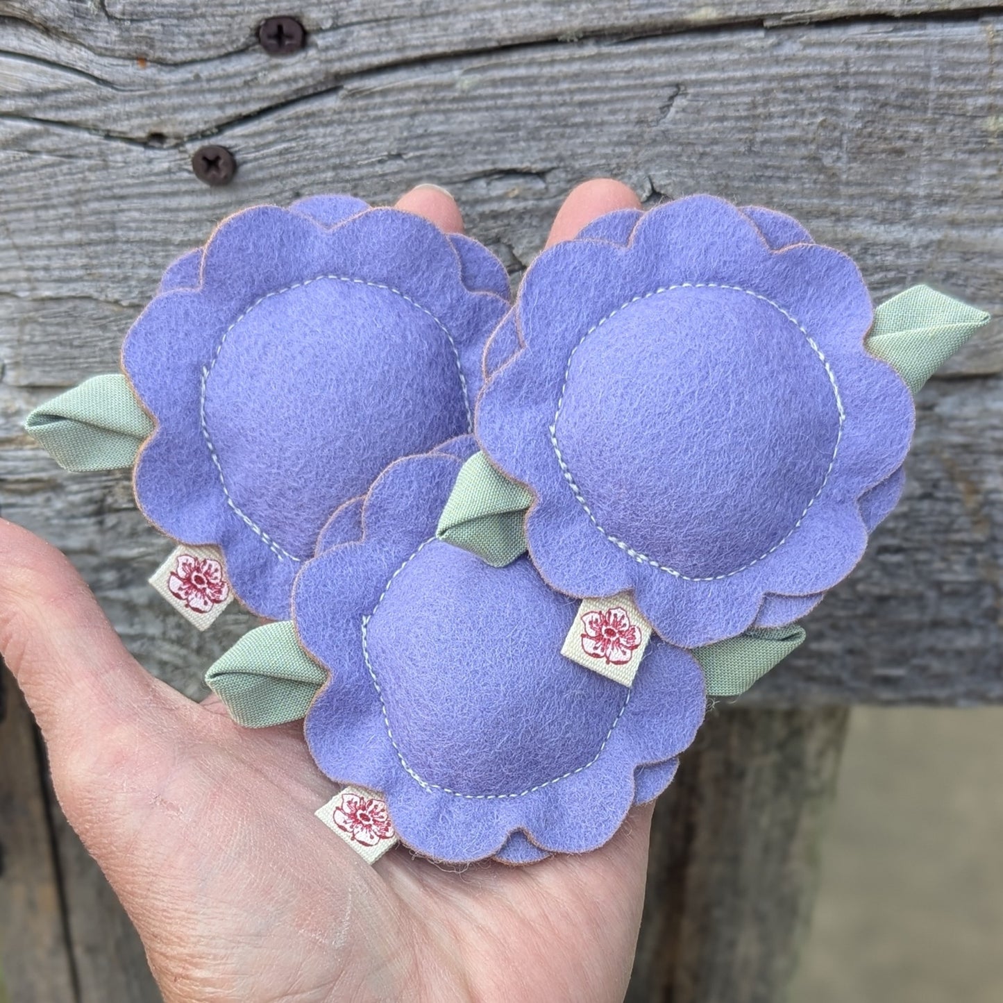 Purple Flower Wool Felt Cat Toy with Organic Catnip