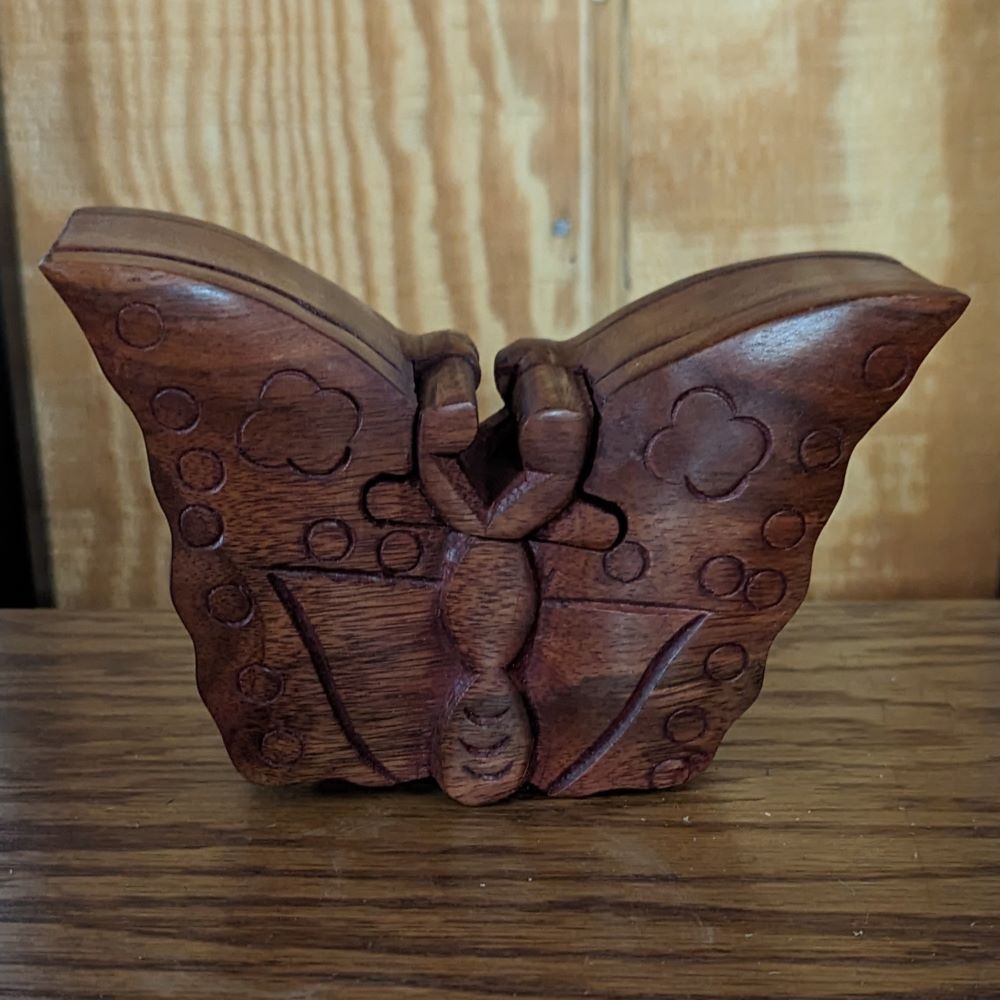 SERRV Wood Butterfly Puzzle Box