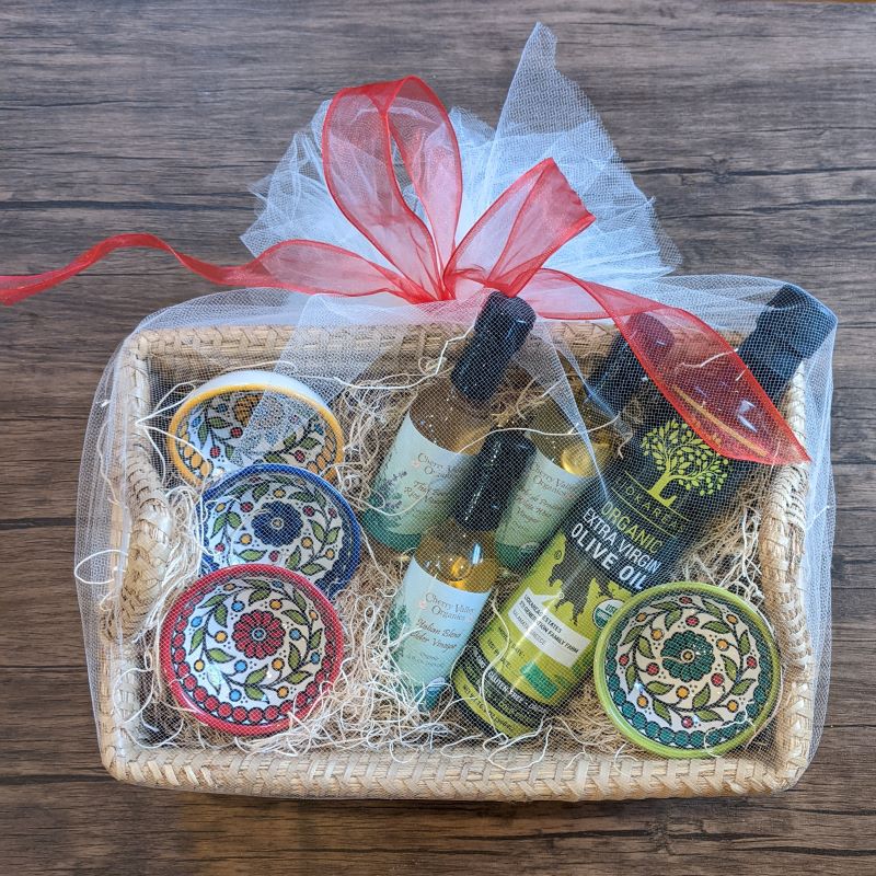 Herb-Infused Vinegar & Olive Oil Gourmet Gift Basket - Cherry Valley Organics